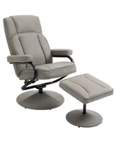 Homcom Swivel Recliner, Manual Pu Leather Armchair with Ottoman Footrest for Living Room, Office, Bedroom, Grey