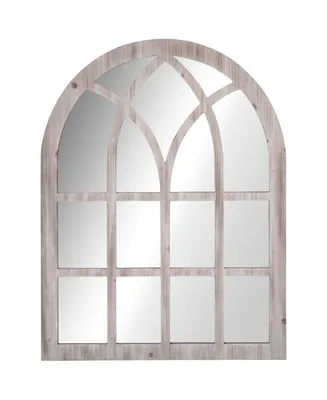 Homcom 41" x 31.5" Rustic Wall Mirror, Arch Window Mirror for Wall in Living Room, Bedroom, Natural