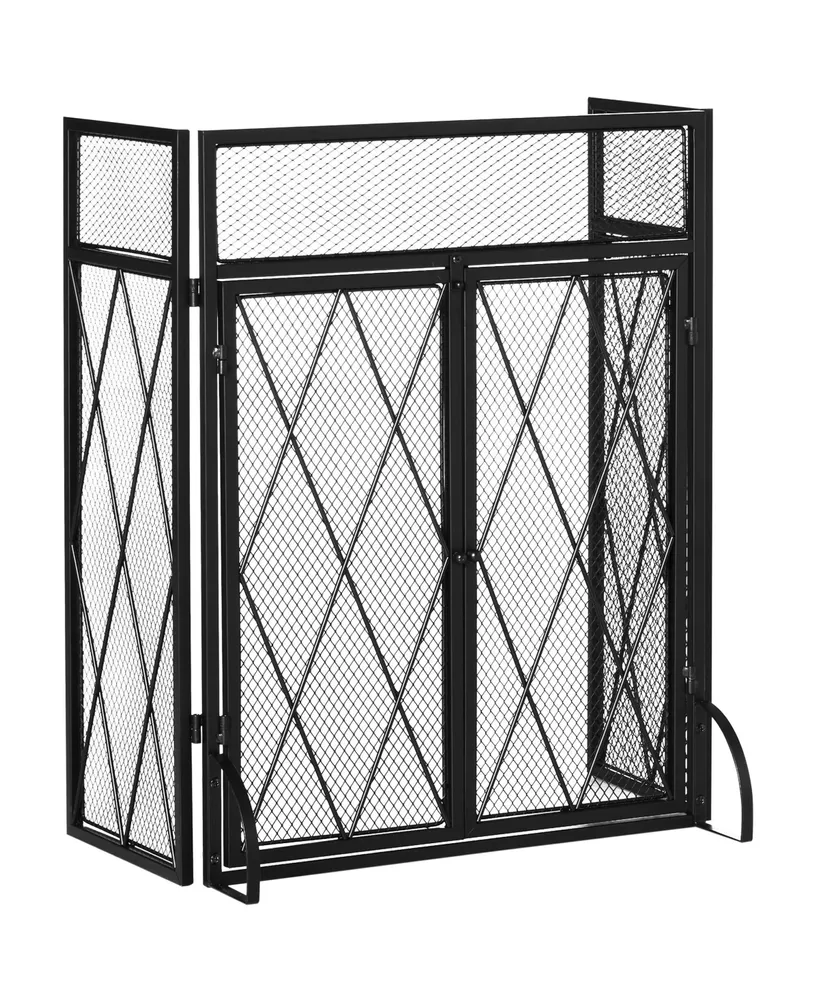 Homcom 3-Panel Folding Fireplace Screen Cover Protector Fence for Living Room