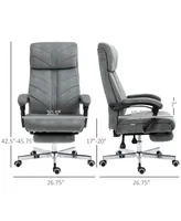Vinsetto High-Back Executive Office Chair with Footrest, Microfiber Computer Chair with Reclining Function and Armrest, Ergonomic Office Chair, Gray