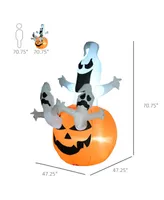 Homcom Inflatable Halloween Pumpkin Yard Decoration Led Light Up for Holiday