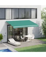 Outsunny 10' x 8' Manual Retractable Sun Shade Patio Awning with Uv Protection and Easy Crank Opening, Green