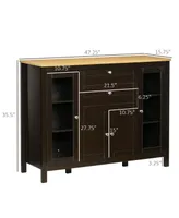 Homcom 47" Modern Buffet Cabinet, Storage Sideboard with Glass Door Cabinets, Pull