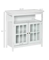 Homcom Kitchen Storage Sideboard Cabinet with Open Shelf and Glass Door Cabinets