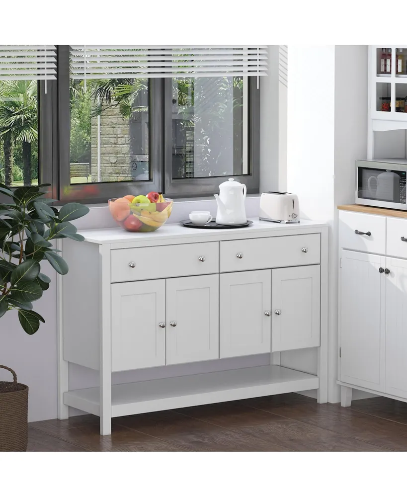 Homcom 47" Modern Sideboard Buffet Cabinet Kitchen Storage Accent Cupboard White