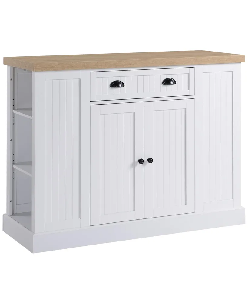 Homcom Freestanding Kitchen Island Storage Serving Cabinet Organizer White