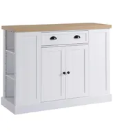 Homcom Freestanding Kitchen Island Storage Serving Cabinet Organizer White