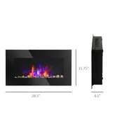 Homcom Electric Wall-Mounted Fireplace with Flame Effect & 7 Color Backgrounds