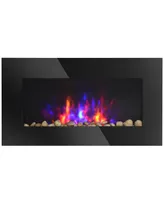 Homcom Electric Wall-Mounted Fireplace with Flame Effect & 7 Color Backgrounds