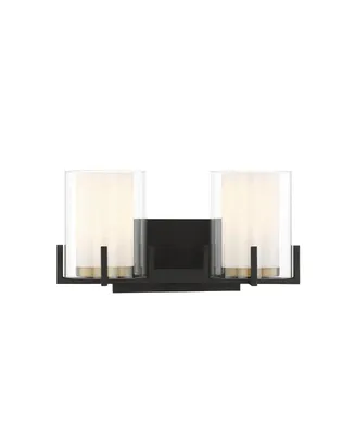Savoy House Eaton -Light Bathroom Vanity Light in Matte Black with Warm Brass Accents