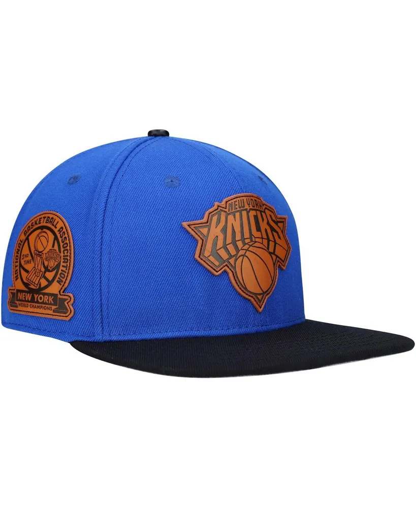 Men's Pro Standard Blue, Black New York Knicks Heritage Leather Patch Snapback Hat