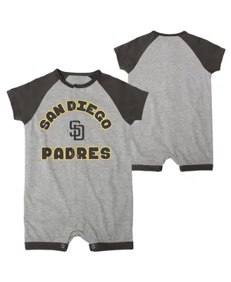 Newborn and Infant Boys Girls Heather Gray San Diego Padres Extra Base Hit Raglan Full-Snap Romper