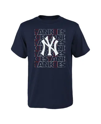 Big Boys and Girls Navy New York Yankees Letterman T-shirt