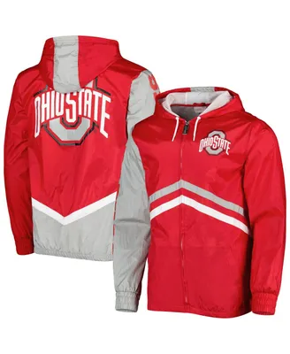 Men's Mitchell & Ness Scarlet Ohio State Buckeyes Undeniable Full-Zip Windbreaker Jacket