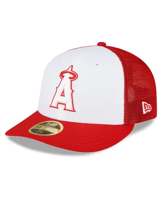Men's New Era White and Red Los Angeles Angels 2023 On-Field Batting Practice Low Profile 59FIFTY Fitted Hat