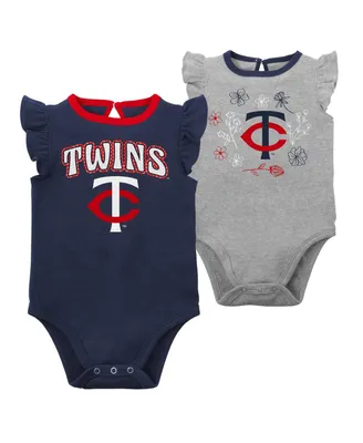 Infant Boys and Girls Navy Heather Gray Minnesota Twins Little Fan Two-Pack Bodysuit Set