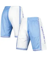 Men's Mitchell & Ness Powder Blue and White Los Angeles Lakers Hardwood Classics 1996 Split Swingman Shorts