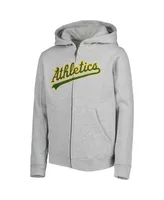 Big Boys and Girls Heather Gray Oakland Athletics Wordmark Full-Zip Hoodie