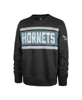 Men's '47 Brand Heather Black Charlotte Hornets Tribeca Emerson Pullover Sweatshirt