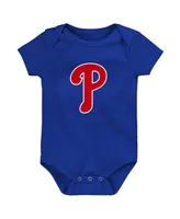 Infant Boys and Girls Royal and White and Heather Gray Philadelphia Phillies Biggest Little Fan 3-Pack Bodysuit Set