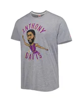 Men's Homage Anthony Davis Gray Los Angeles Lakers Caricature Tri-Blend T-shirt