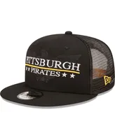 Men's New Era Black Pittsburgh Pirates Patriot Trucker 9FIFTY Snapback Hat