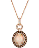 Le Vian Neopolitan Opal (1-1/5 ct. t.w.) & Diamond (x ct. t.w.) Halo Adjustable 20" Pendant Necklace in 14k Rose Gold