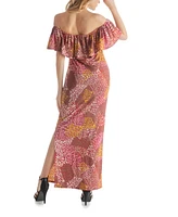 24seven Comfort Apparel Women's Wide Neckline Long Side Slit Dress