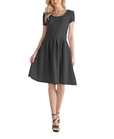 24seven Comfort Apparel Women's Scoop Neck Knee Length with Pocket Dress