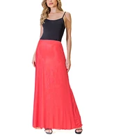 24seven Comfort Apparel Women's Elastic Waist Dressy Maxi Skirt