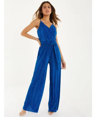 Plisse Palazzo Jumpsuit - Women