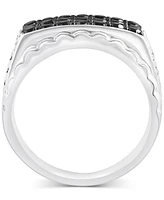 Effy Men's Black Diamond (1-1/4 ct. t.w.) & White Diamond (3/4 ct. t.w.) Cluster Ring in 10k White Gold (Also in Blue Diamond)