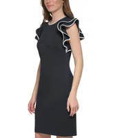 Tommy Hilfiger Women's Mini-Quilted Jacquard Flutter-Sleeve Dress