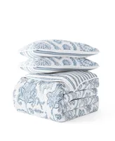 ienjoy Home All Season Piece Jacobean and Stripe Reversible Quilt Set