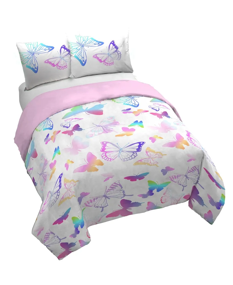 Ombre Butterflies 100% Organic Cotton Full/Queen Duvet Cover & Sham Set