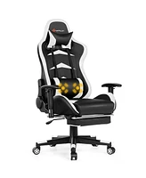 Costway Massage Gaming Chair Reclining Swivel Racing Office Chair