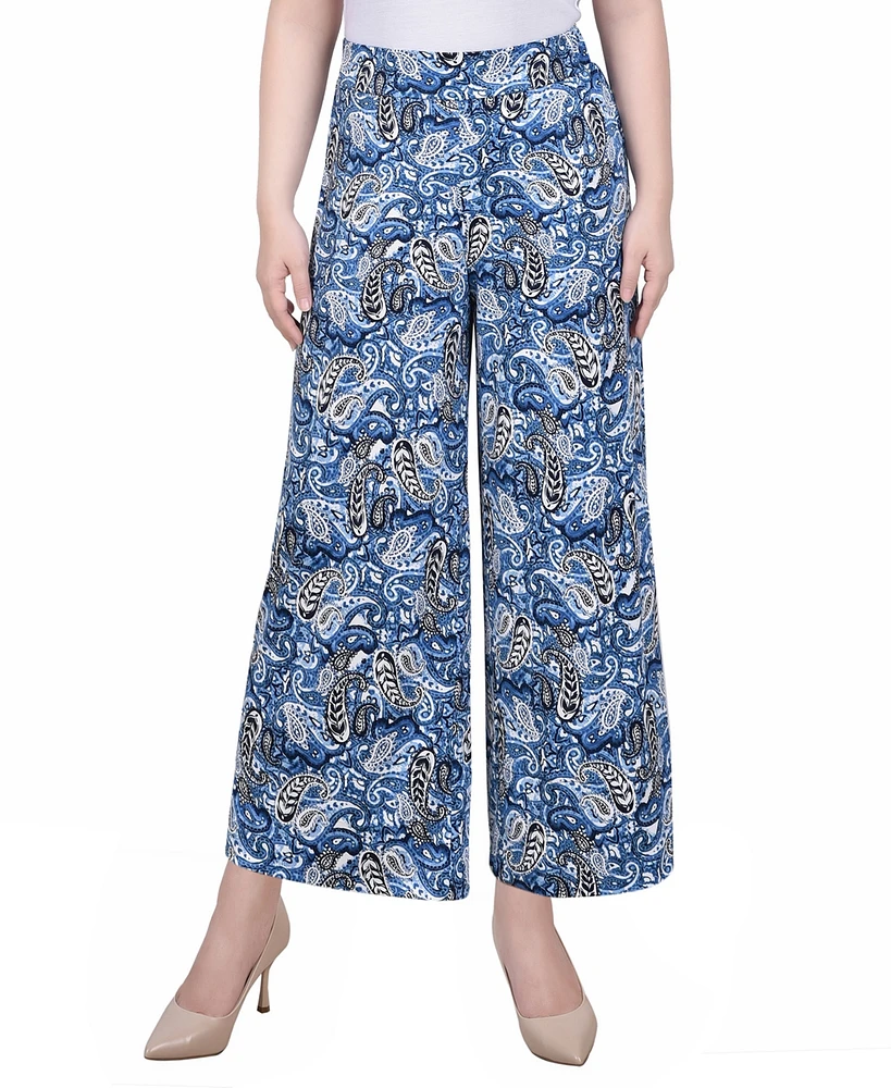 Ny Collection Petite Short Mid Rise Pull On Wide-Leg Palazzo Pant