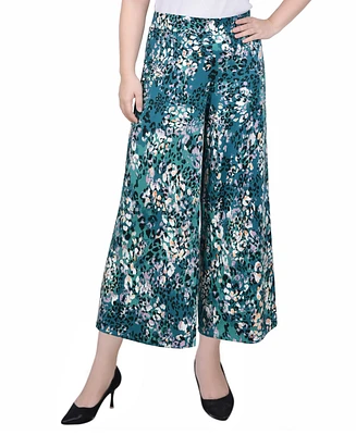 Ny Collection Petite Short Mid Rise Pull On Wide-Leg Palazzo Pant