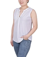 Ny Collection Petite Swiss Dot Sleeveless Top