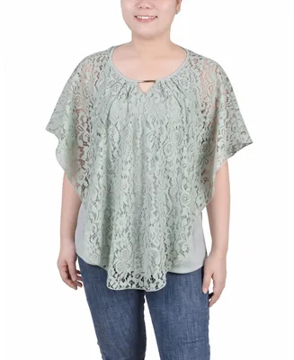 Ny Collection Petite Lace Poncho Top with Matching Tank