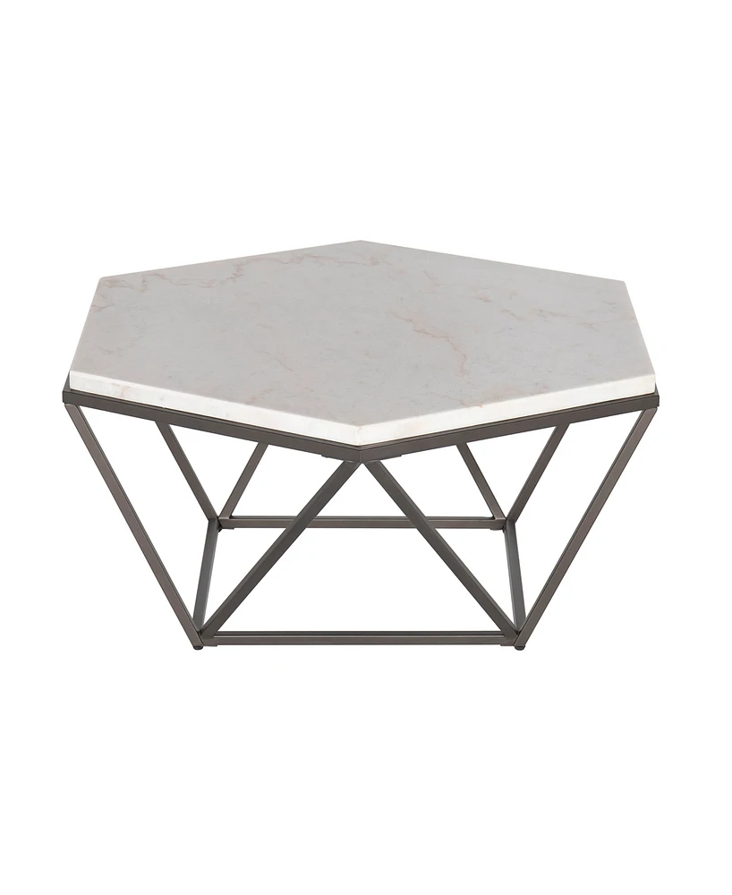 Steve Silver Corvus 36" Hexagonal Shape Marble Top Cocktail Table