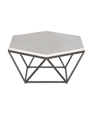 Steve Silver Corvus 36" Hexagonal Shape Marble Top Cocktail Table