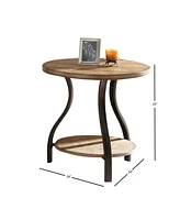 Steve Silver Denise 24" Round Wood and Metal End Table
