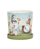 Certified International Garden Gnomes 2- Pc Planter Set with Saucer