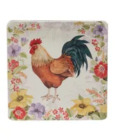 Certified International Floral Rooster Square Platter 12.5"