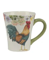 Certified International Floral Rooster Set of 4 Mug 14 oz.