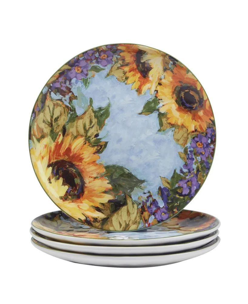 Certified International Sunflower Bouquet Set of 4 Dinner Plate 11"