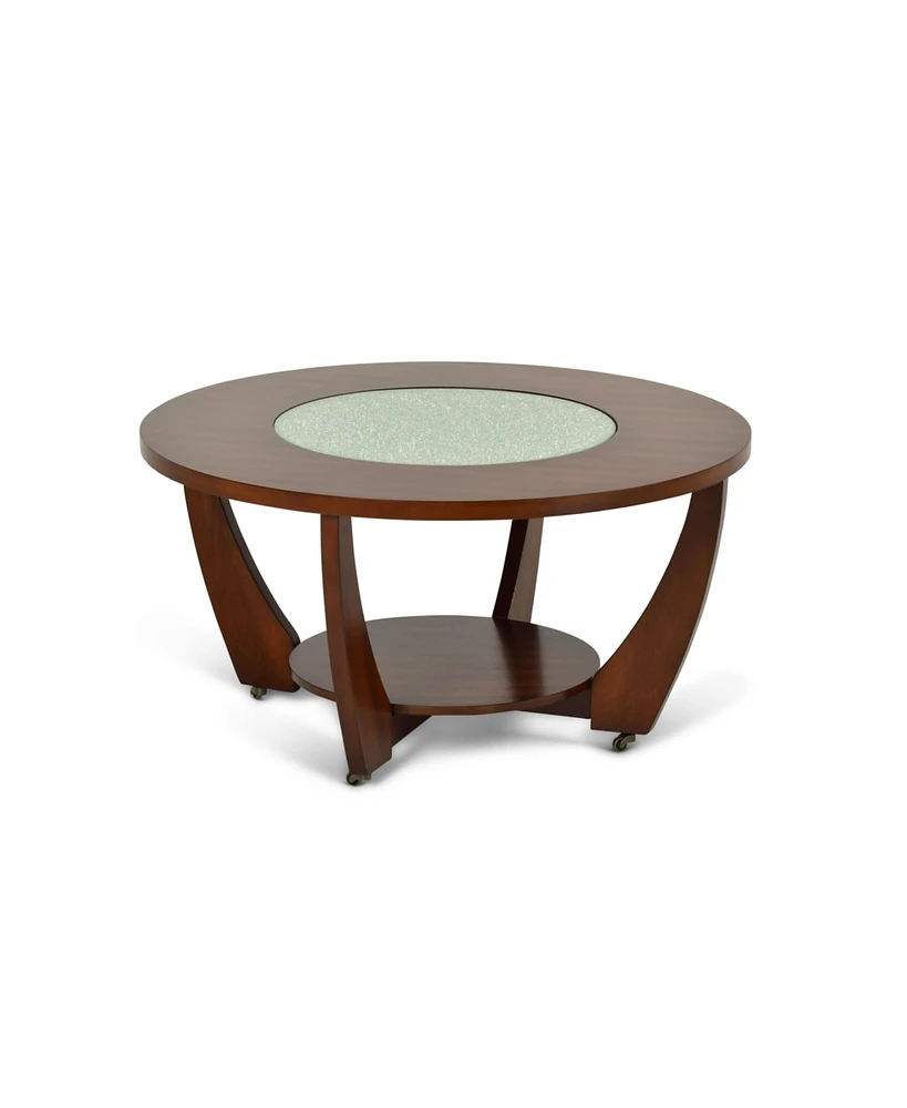 Steve Silver Rafael 39.5" Round Merlot Wood Cocktail Table with Casters