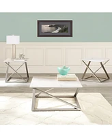 Steve Silver Zurich 36" Square Faux Marble and Matte Chrome Cocktail Table