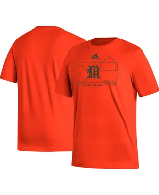 Men's adidas Orange Miami Hurricanes Locker Lines Baseball Fresh T-shirt